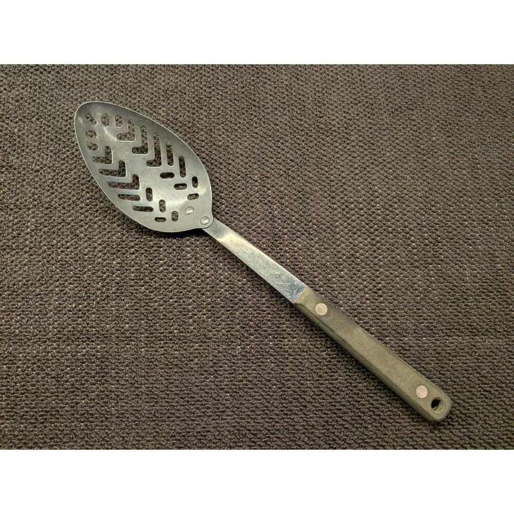 Vintage Ekco Flint Stainless Vanadium Slotted Spoon USA Mid-Century